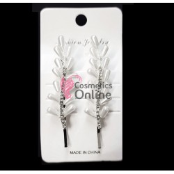 Clema pentru par metalica AGF062BB - Argintiu, set 2 bucati